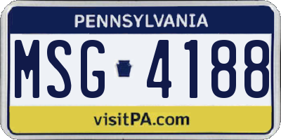 PA license plate MSG4188