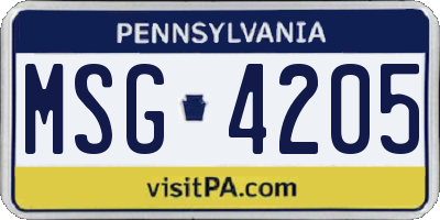 PA license plate MSG4205