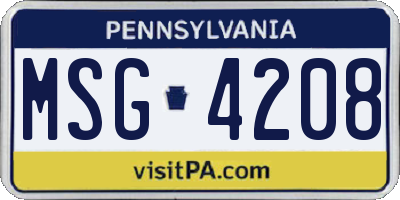 PA license plate MSG4208
