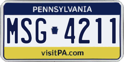 PA license plate MSG4211