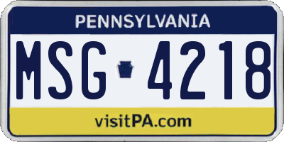 PA license plate MSG4218