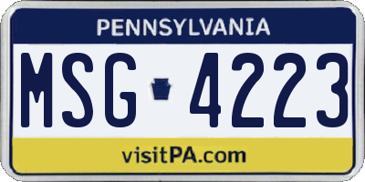 PA license plate MSG4223
