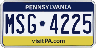 PA license plate MSG4225