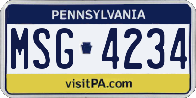 PA license plate MSG4234