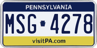 PA license plate MSG4278