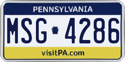 PA license plate MSG4286