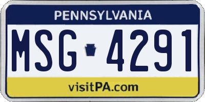 PA license plate MSG4291