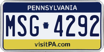 PA license plate MSG4292