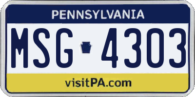 PA license plate MSG4303