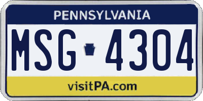 PA license plate MSG4304