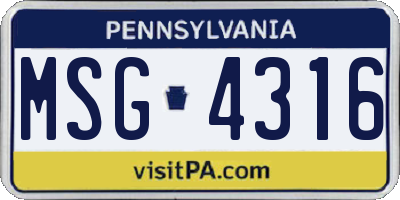 PA license plate MSG4316