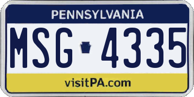 PA license plate MSG4335