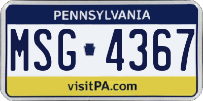 PA license plate MSG4367