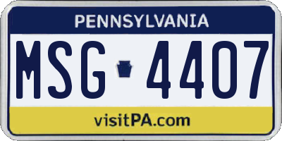 PA license plate MSG4407