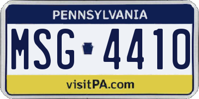 PA license plate MSG4410