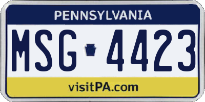 PA license plate MSG4423