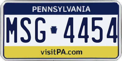 PA license plate MSG4454