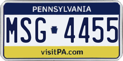 PA license plate MSG4455