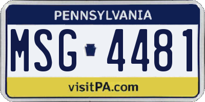 PA license plate MSG4481