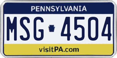 PA license plate MSG4504