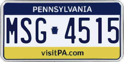 PA license plate MSG4515