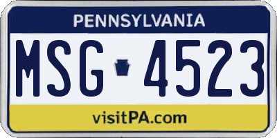 PA license plate MSG4523