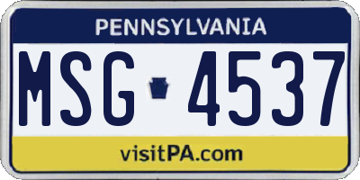 PA license plate MSG4537