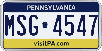 PA license plate MSG4547