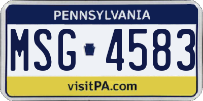 PA license plate MSG4583