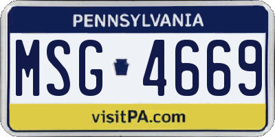 PA license plate MSG4669
