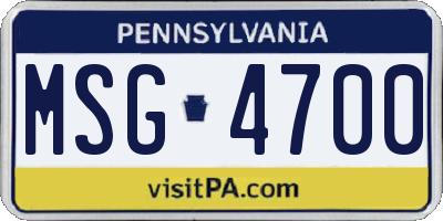 PA license plate MSG4700