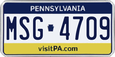 PA license plate MSG4709