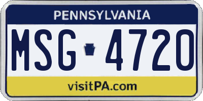 PA license plate MSG4720