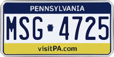 PA license plate MSG4725