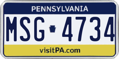 PA license plate MSG4734