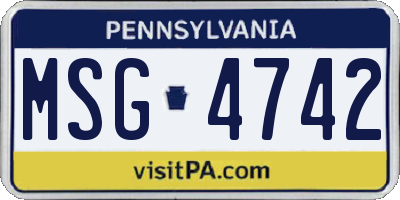 PA license plate MSG4742