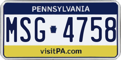PA license plate MSG4758