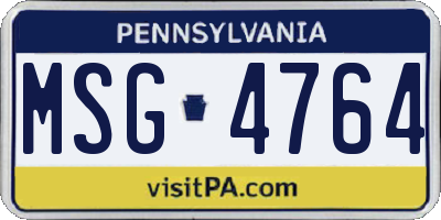 PA license plate MSG4764