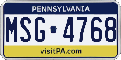 PA license plate MSG4768