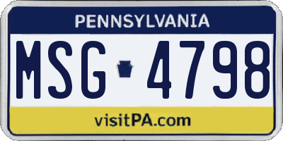 PA license plate MSG4798