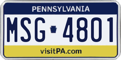 PA license plate MSG4801