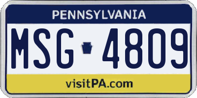 PA license plate MSG4809
