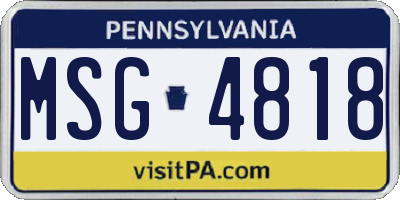 PA license plate MSG4818