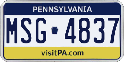PA license plate MSG4837
