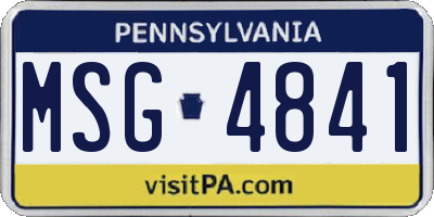 PA license plate MSG4841