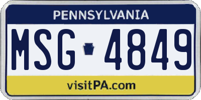 PA license plate MSG4849