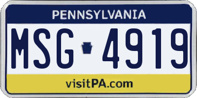 PA license plate MSG4919