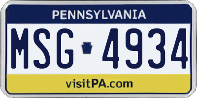 PA license plate MSG4934