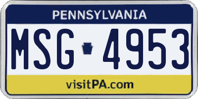 PA license plate MSG4953