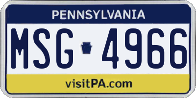 PA license plate MSG4966